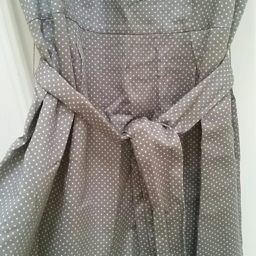 ANN TAYLOR LOFT* POLKA-DOT ROSE APPLIQUE DRESS - Picture 4 of 8
